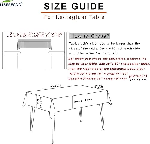 Miniatura 8 de LIBERECOO Mantel de vinilo con reverso de franela, 60 x 102 pulgadas, mantel rectangular de girasol, resistente a las manchas, mantel de plástico