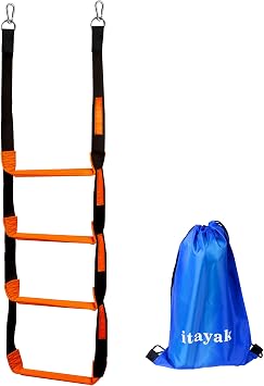 Boat Rope Ladder, 4 Step Heavy Duty 440lbs Strength Climbing Marine Rope Ladder with Reinforced Steps, Perfect for Inflatable Boat, Kayak, Motorboat, Canoeing