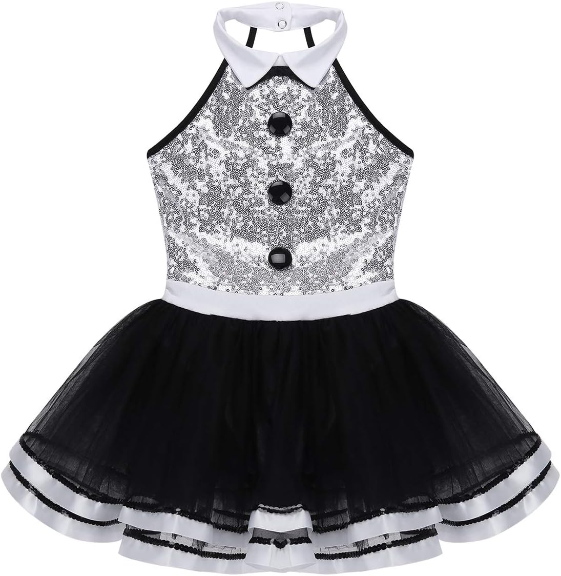 Kids Girls Shiny Ballet Dance Dress Tutu Skirted Leotard Modern Jazz Latin Street Dancing Clothes