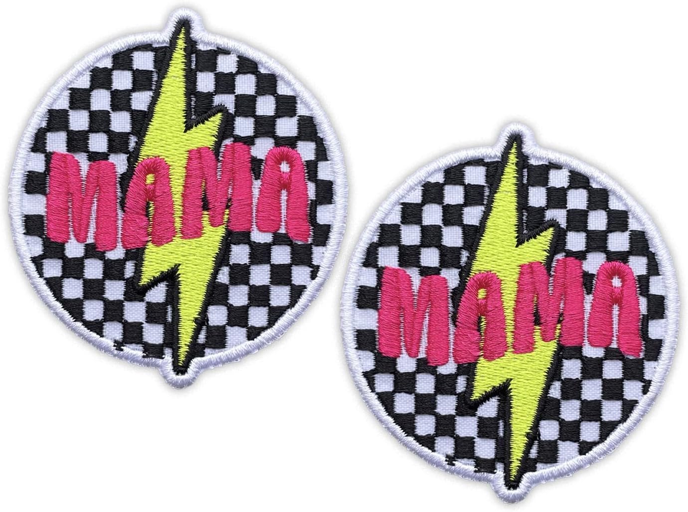 Lightning Mama Patch, 2.75" x 3", Pink and Yellow