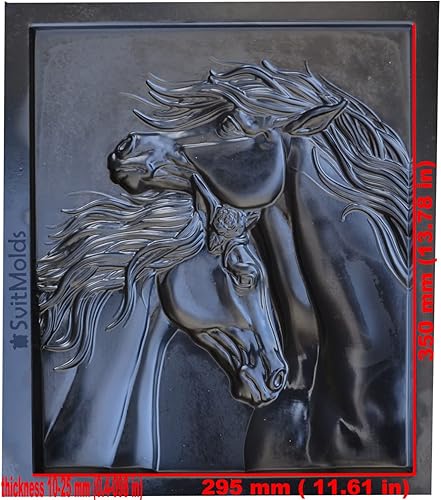 Miniatura 3 de SvitMolds Molde DIY Panno Panel Bas-Relief Bonito Caballo Cabeza de Corazón Placa de Hormigón Moldes Decoración Pared D82