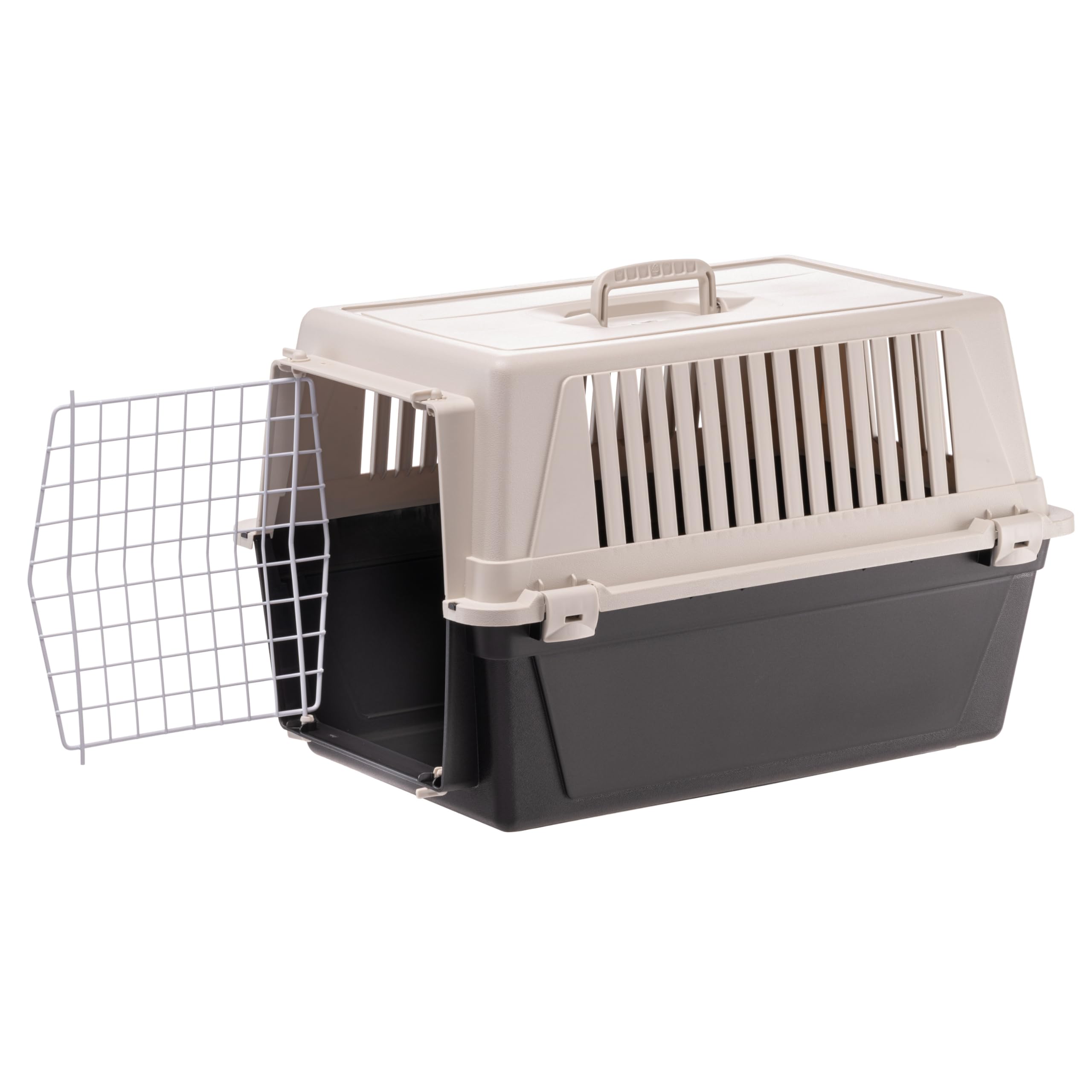 Ferplast Transportín Gatos, Transportín Perro Mediano Pequeño y Gatos hasta 15 Kg, Puerta de Hierro Plastificado, Ranuras de Ventilación, 40 x 60 x h 38 cm, Transportín Mascotas Rígido Atlas 30 EL