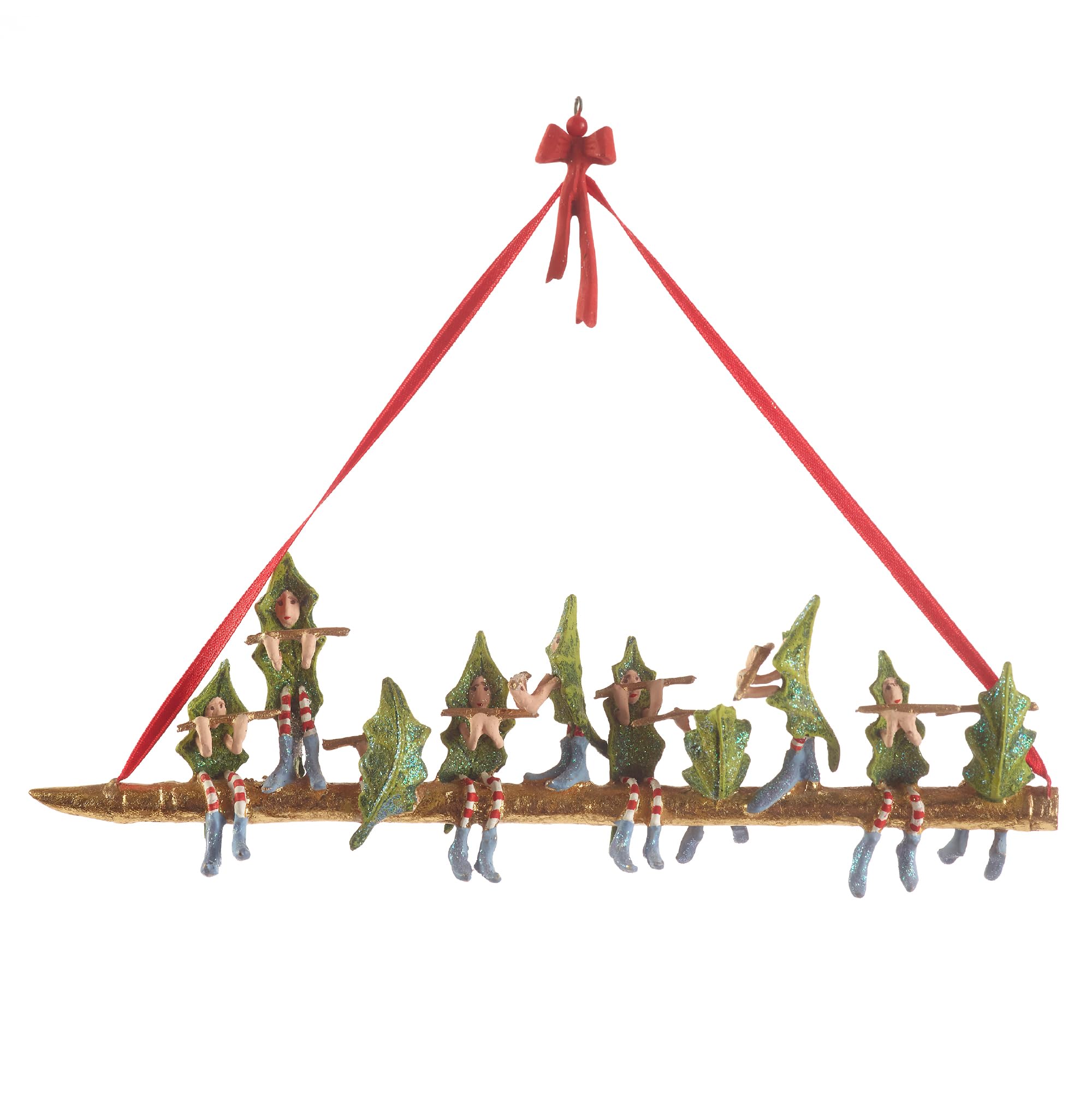 MACKENZIE-CHILDS Patience Brewster 12 Days Christmas Ornament, Decorative Hanging Ornament for Christmas Tree, 10 Pipers Piping