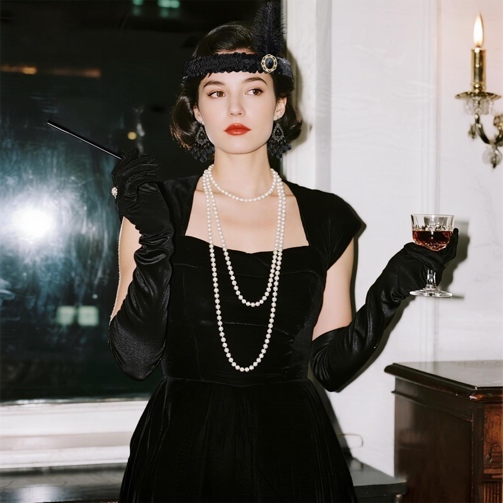 CERCTLA 1920s Accessories for Women 5 Pcs 1920s Flapper Great Gatsby Accessories Set - Image 4