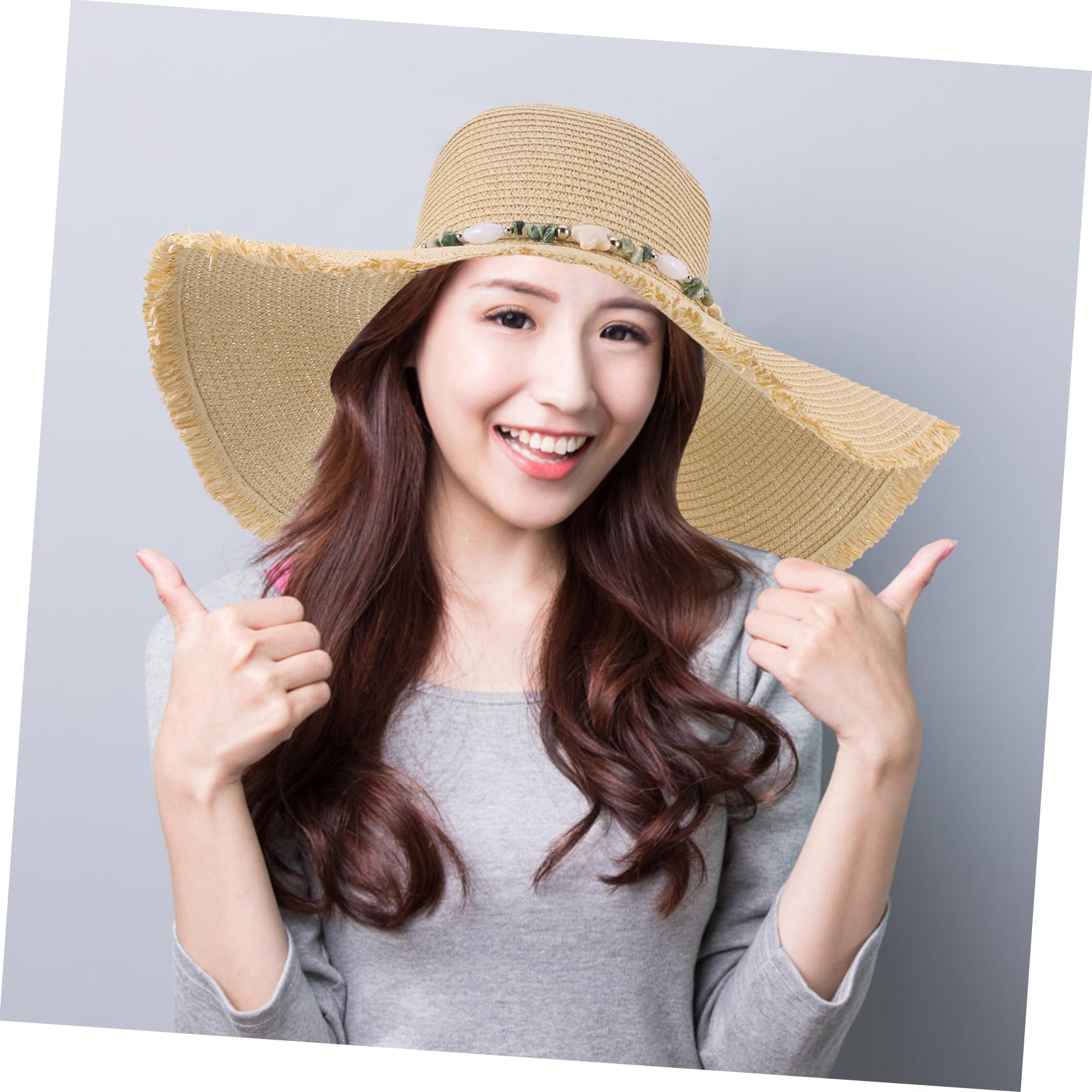 SOIMISS Sombrero de Playa de Paja con ala Ancha para Mujer Protección UV Plegable y Transpirable para Verano Vacaciones y Actividades al Aire