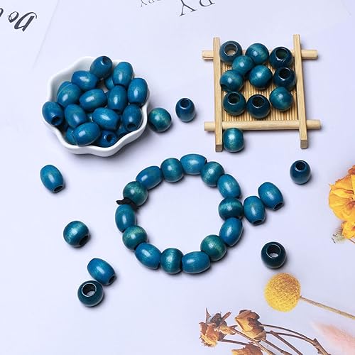 Miniatura 9 de Cuentas de madera ovaladas de 0.669 x 0.551 in con agujero de 0.197 in de color marrón oscuro cuentas sueltas de madera para manualidades, 40