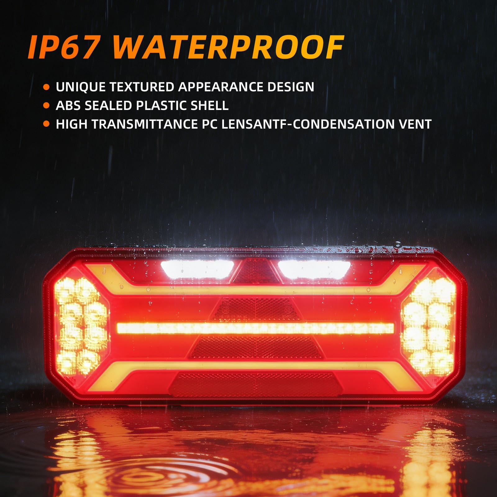 Lot de 2 feux arrière LED 12 V 24 V IP67 étanches avec frein, clignotants, position, recul, brouillard, homologation E pour remorque, camion, caravane, van, tracteur