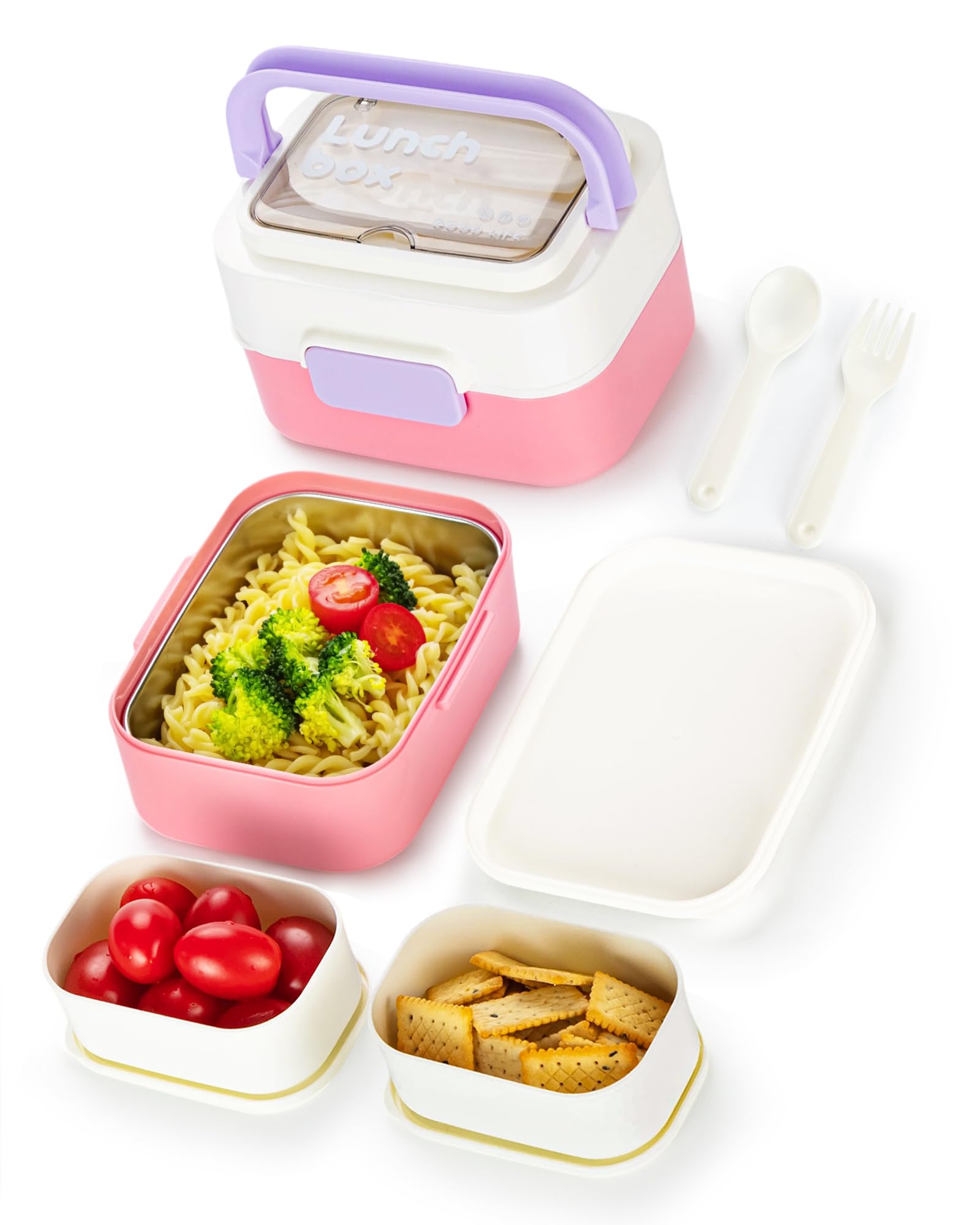 Lille Home Lunch Bento Box Portable Snack Box with Handle, Stackable