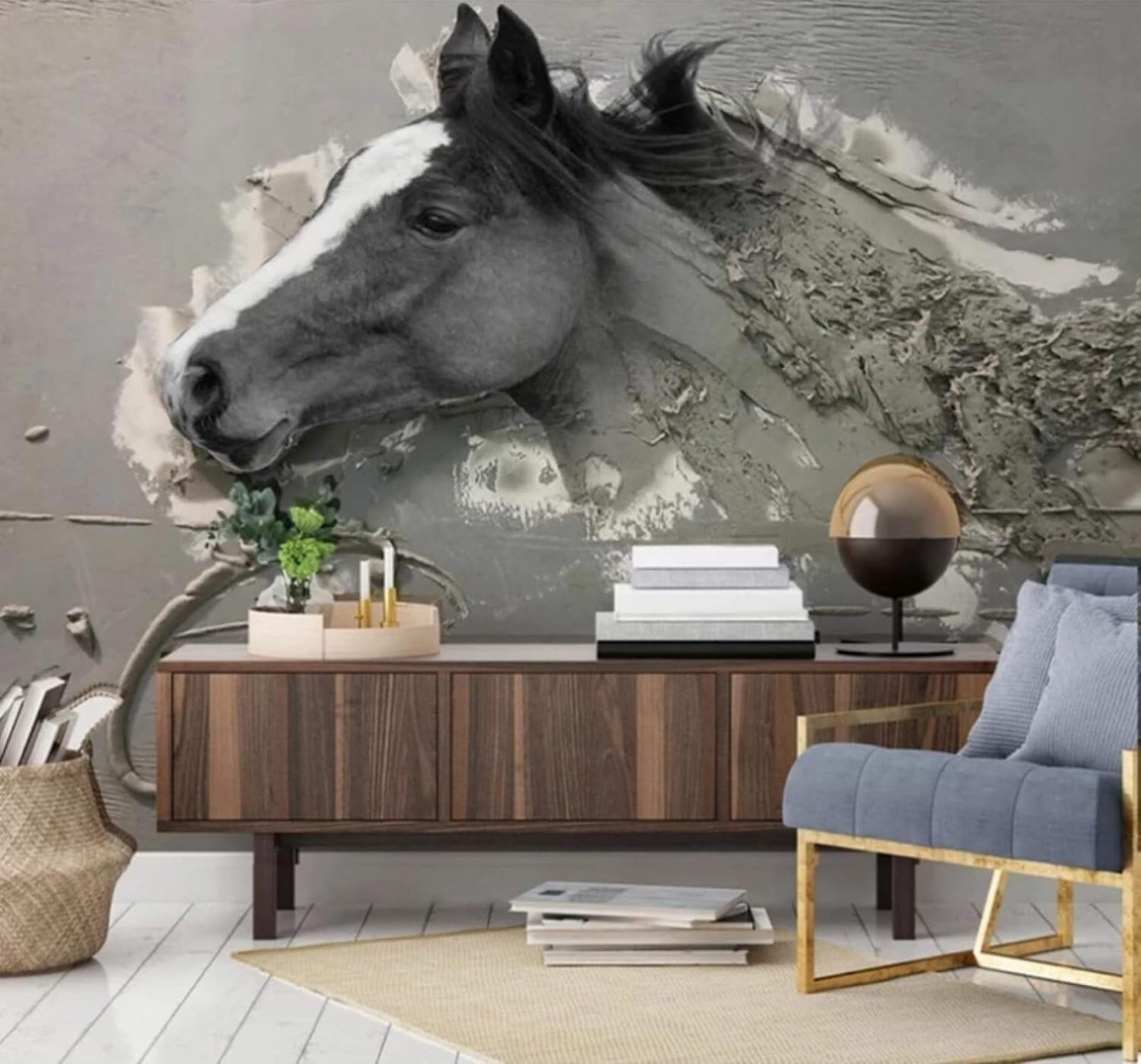 XLMING Abstract Relief Horse Art Unique 3D Wallpaper Luxury Home Dining Decor Paste Sofa Living Room The Wall for Bedroom Mural-400cm×280cm