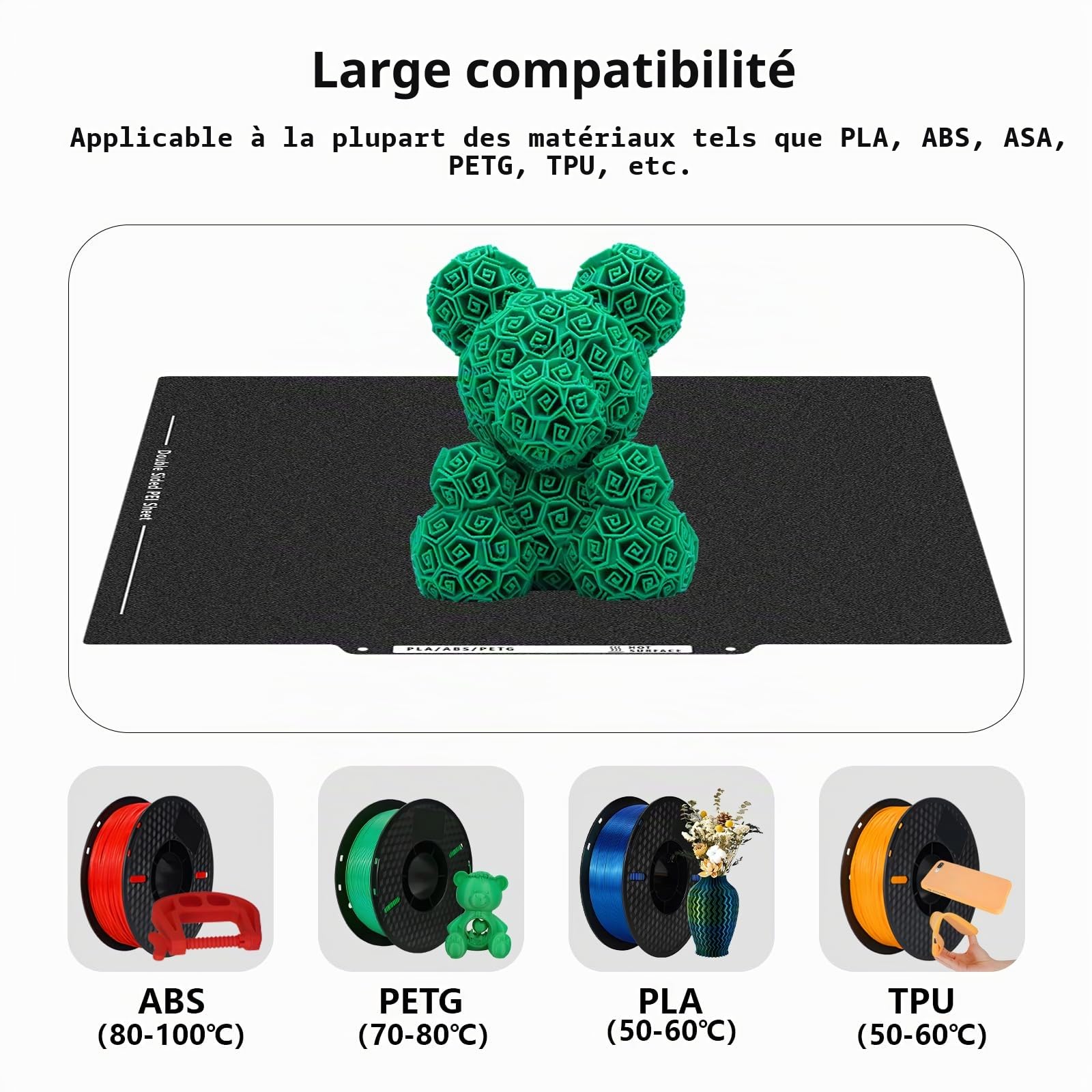 Neptune 4 Plus - Plaque de construction PEI double face - Imprimante 3D - Plateforme PEI texturée noire - Pour Elegoo Neptune 3 Plus, Kobra 2 Plus - 330 x 330 mm