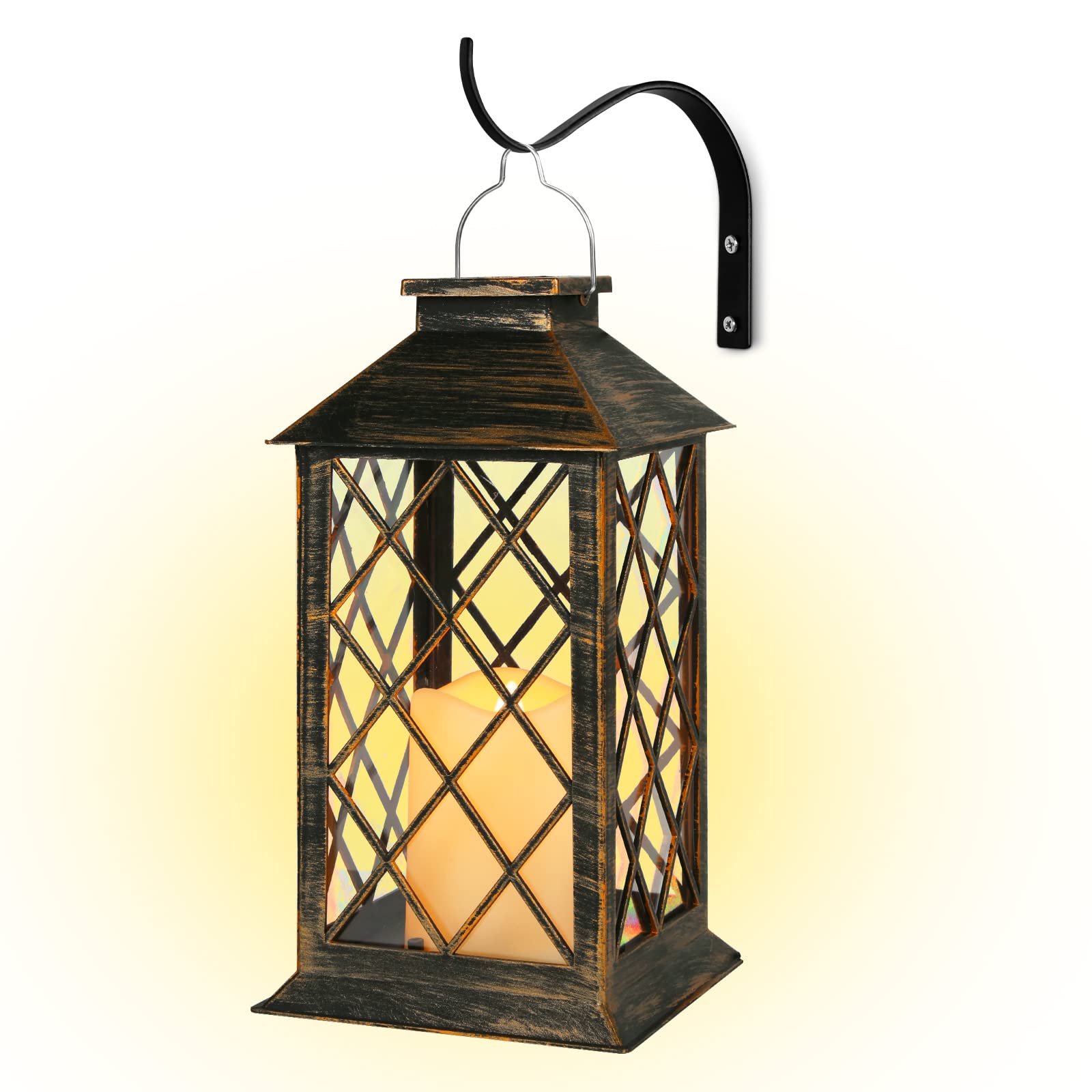 Buy Aukivon Solar Lantern, Outdoor Garden Hanging Lantern with Bracket