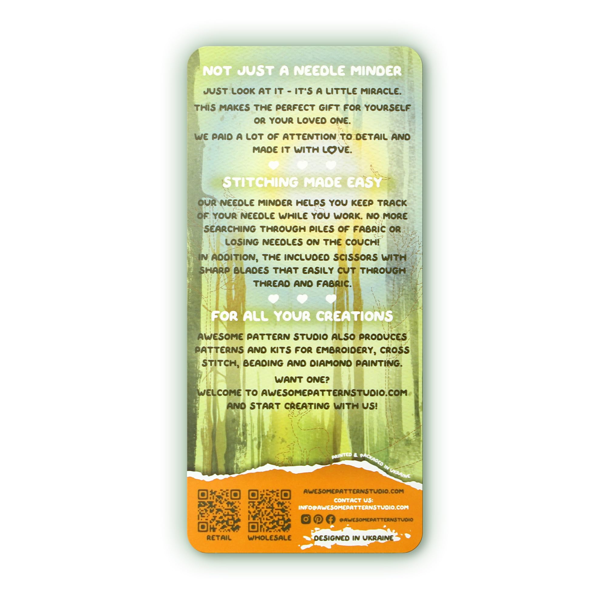 Awesome Pattern Studio Needle Minder Set - Mandala Tree of Life Magnetic Needle Minder + 2 Needle Threaders + Crane Scissors. Enamel Pin for Cross Stitch, Embroidery and Craft