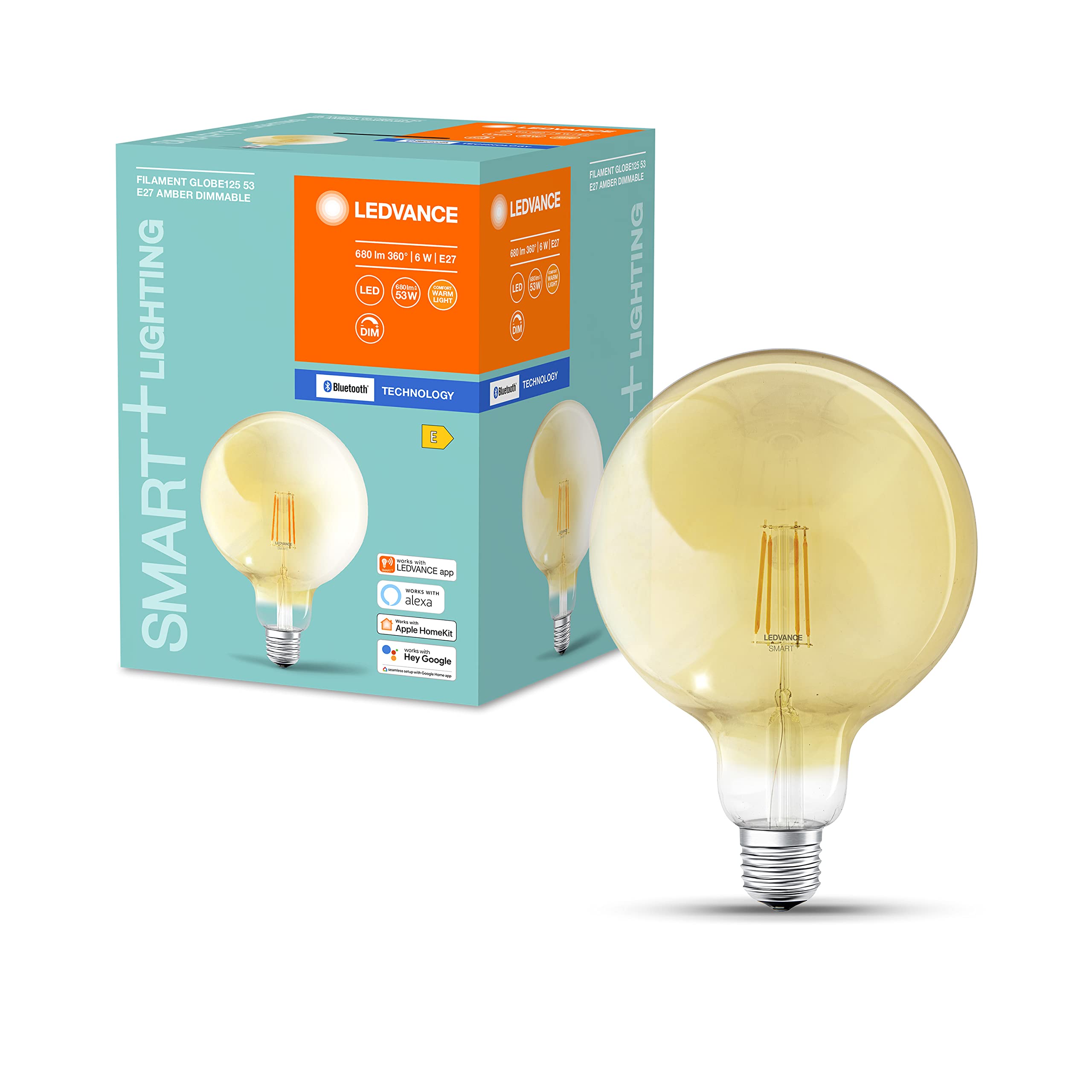 Ledvance Ampoule LED Smart E27 RGB - Gradable, Contrôle WiFi Via App/Alexa/Google - 100W Equivalence - Globe Mat