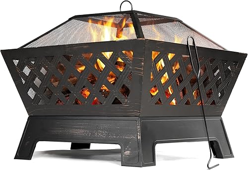 SINGLYFIRE 26 Inch Fire Pits for Outside Square Firepit Outdoor Wood Burning Extra Large Steel Firepit Rectangular Deep Bowl for Patio Backyard disponible en Yaxa Venezuela
