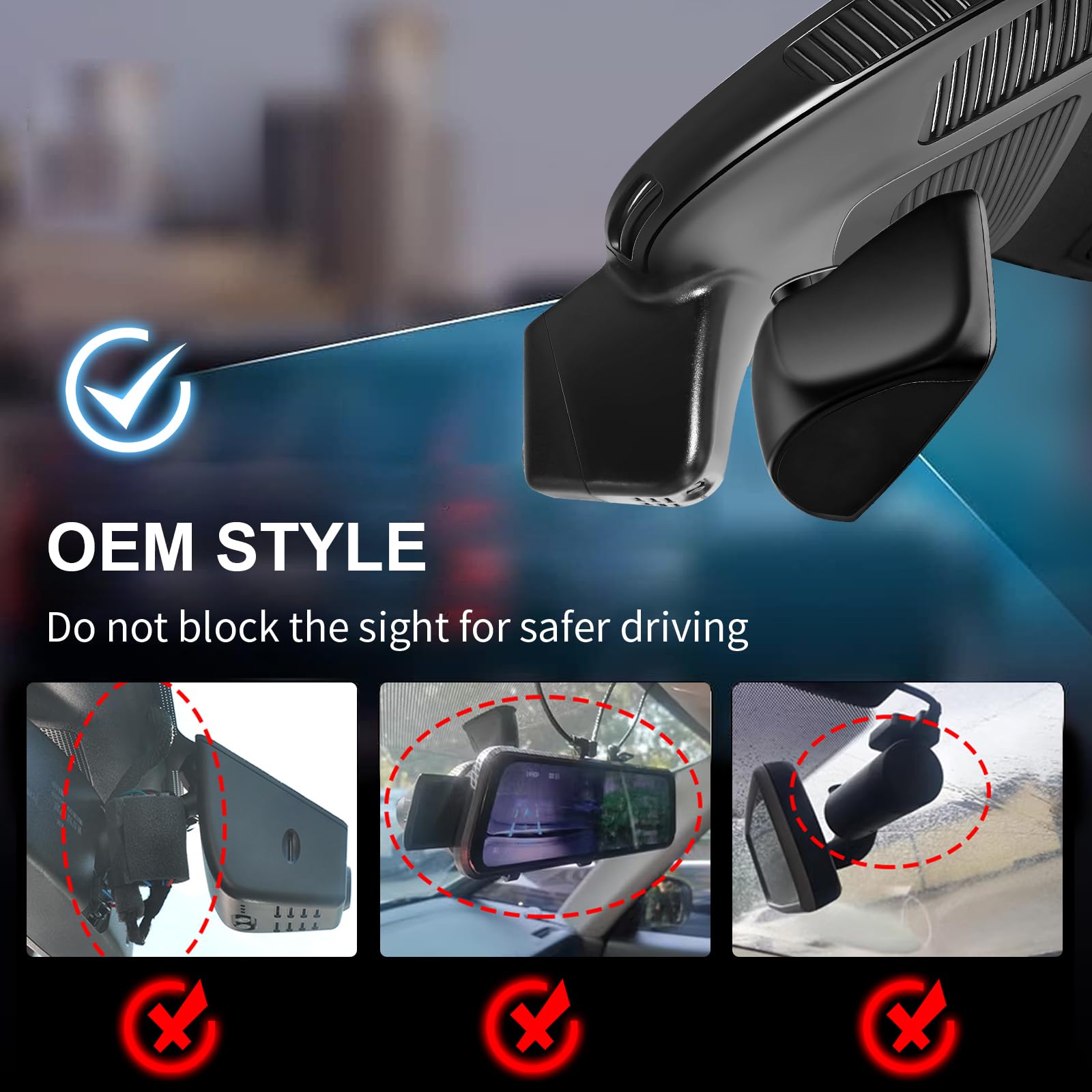MANGOAL 4K Dashcam Voiture, UHD 2160P Camera Voiture, pour Mercedes-Benz GLE(W167/C167) 2020-2025 & GLS(X167) 2020-2025(Modèle D Noir), 4MATIC, Look OEM intégré, Capteur G, WiFi & App, Carte 64 Go
