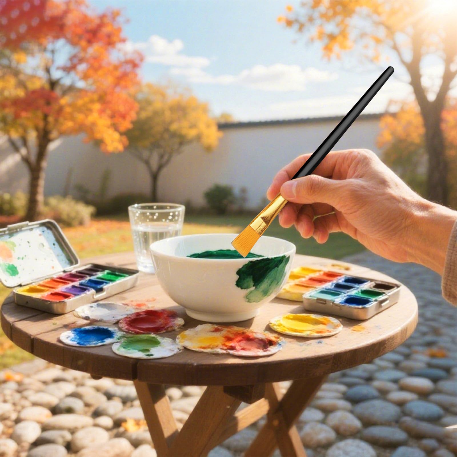 1 juego de pinceles de pintura acrílica, suministros de arte para acuarela, gouache, acrílico, pincel de pintura de nailon para el cabello