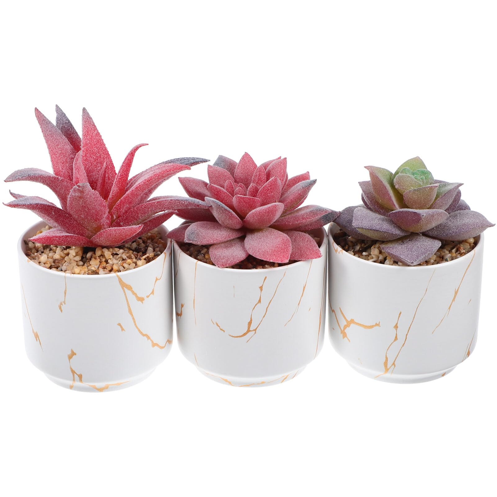 Cabilock 3Pcs Succulents Plants Artificial Faux Succulents in Pots Fake Succulents Fake Plants Fake Potted Flowers for Bedroom Bathroom Office Shelf Decor
