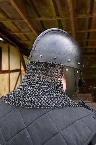 Miniatura 9 de Casco medieval de cuervo vikingo con cadena, para batalla