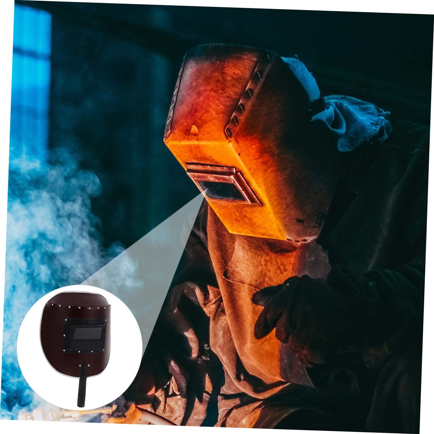 SHINEOFI Máscara de Soldadura Portátil con Función Semiautomática Escudo de Soldadura Duradero Vulcanizado para Corte y Molienda