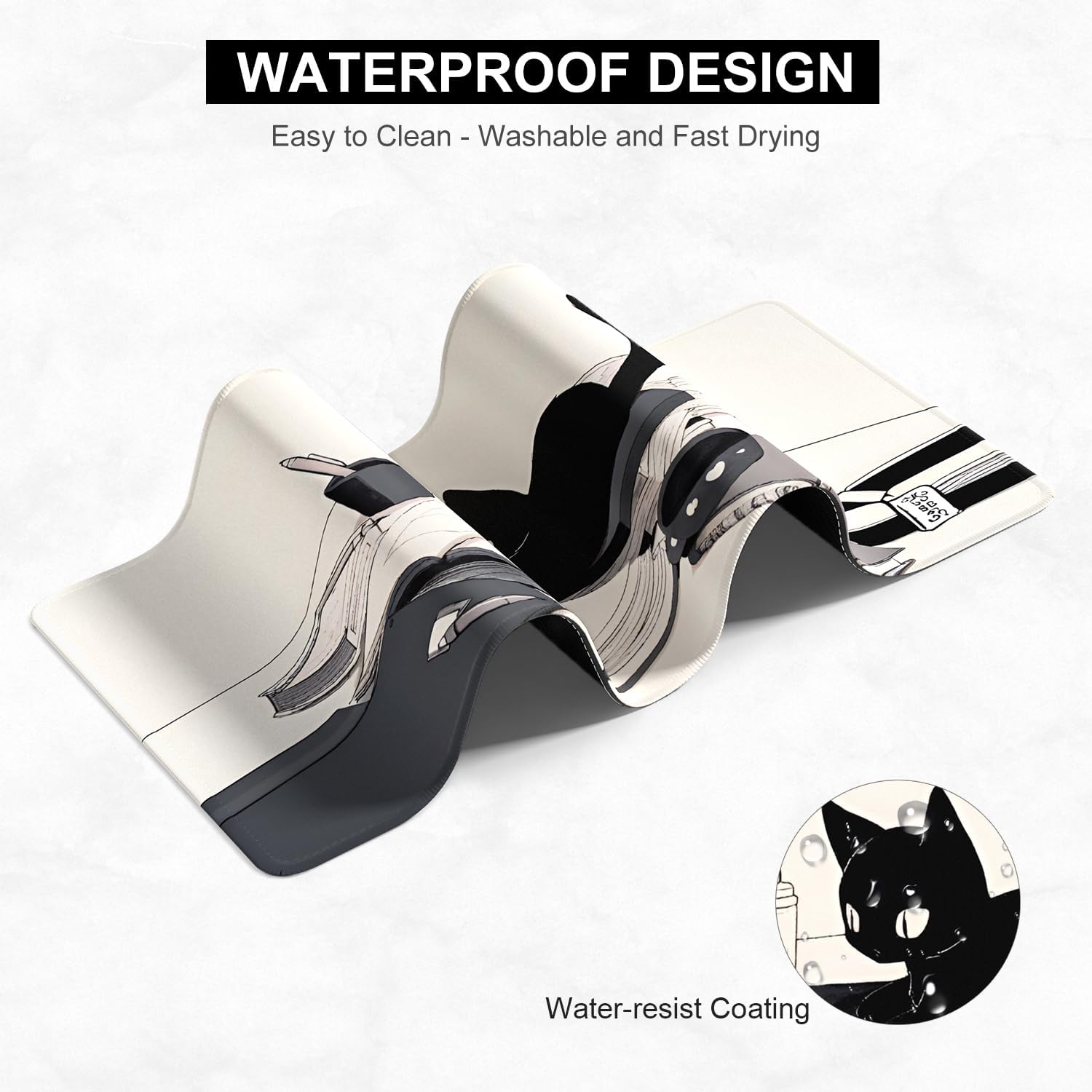 Desk Pad, 32" x 16" XXXL Extended Large Gaming Mouse Pad, Desktop Decor Desk Mat, Men Women Office Supplies and Accessories, Cute Anime Mouse Mat for Laptop & Keyboard, Reading Cat - Image 6