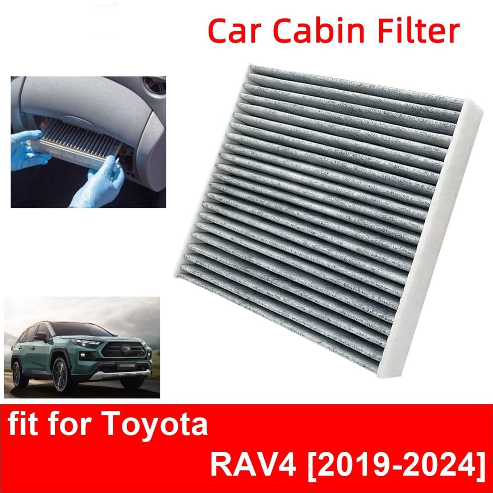 Filtro de aire de cabina de coche compatible con Toyota RAV4 (2019, 2020, 2021, 2022, 2023 y 2024), fibra de carbono. Filtro de aire de cabina Filtro de Habitáculo Anti(5 PCS)
