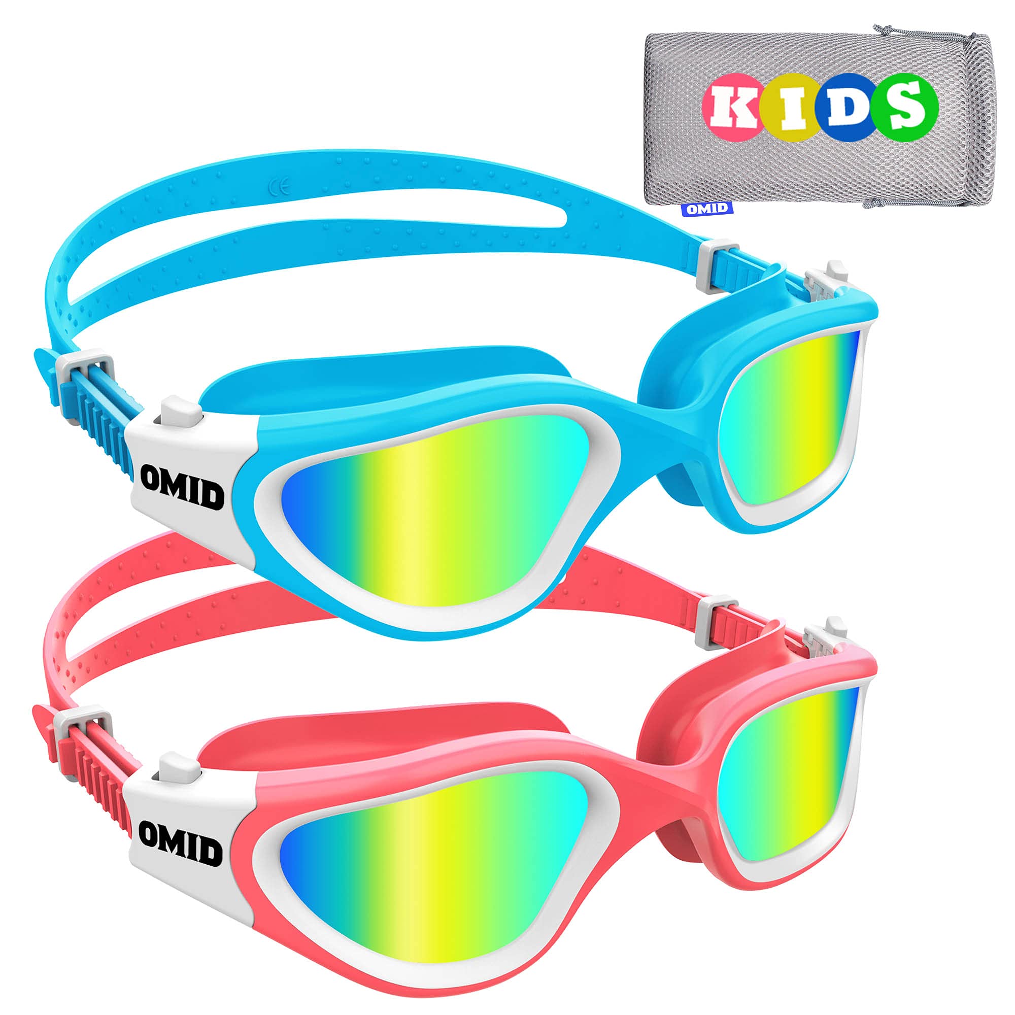 OMID Kids Swim Goggles, P2 Mini 2 Packs Comfortable Polarized Swimming Goggles Age 6-14