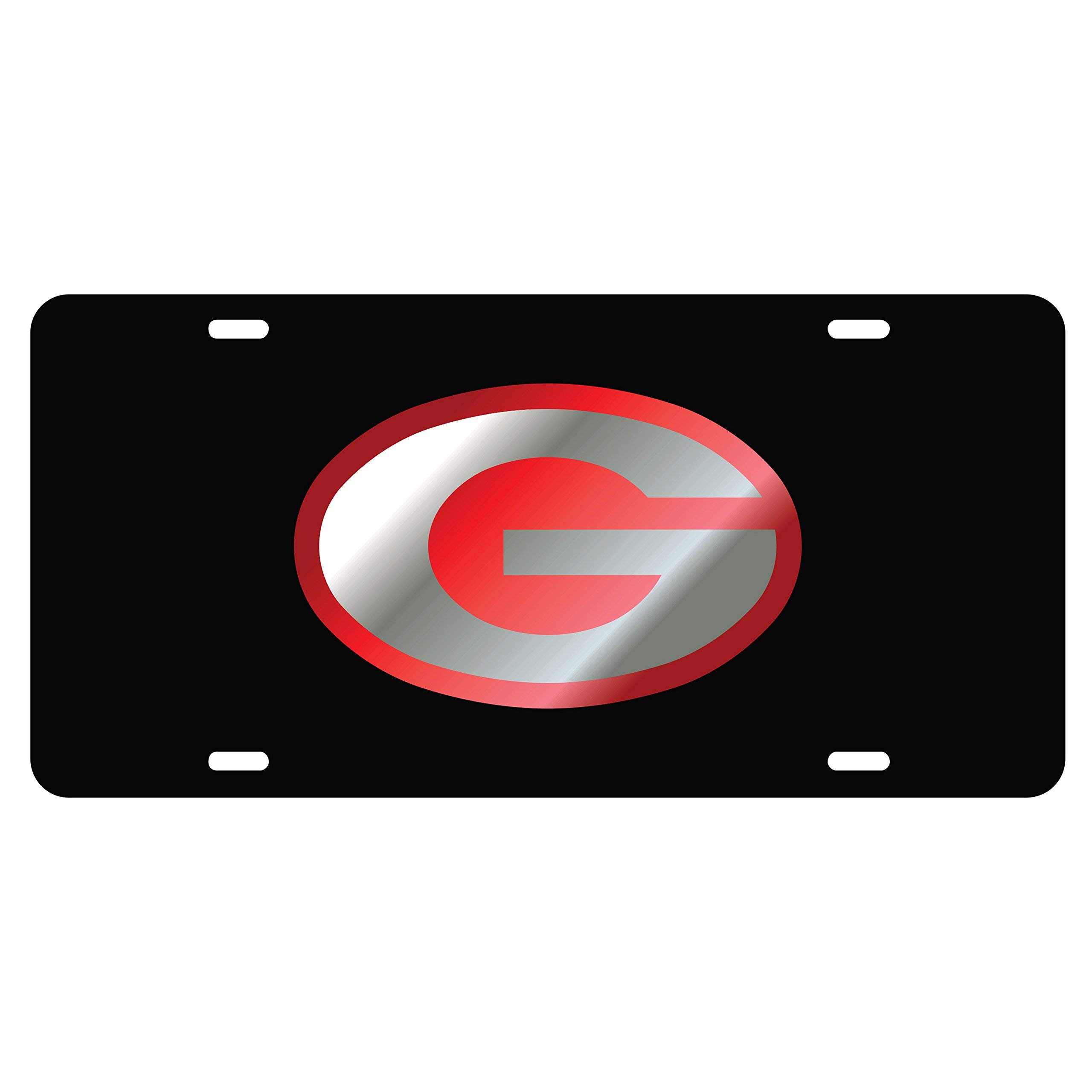 University of Georgia License Plates (04001) (04005) (04007) (04009) (04013) (04049) (04051) (04053) (Black Acrylic with Mirror/Red Red Acrylic Logo (04101))