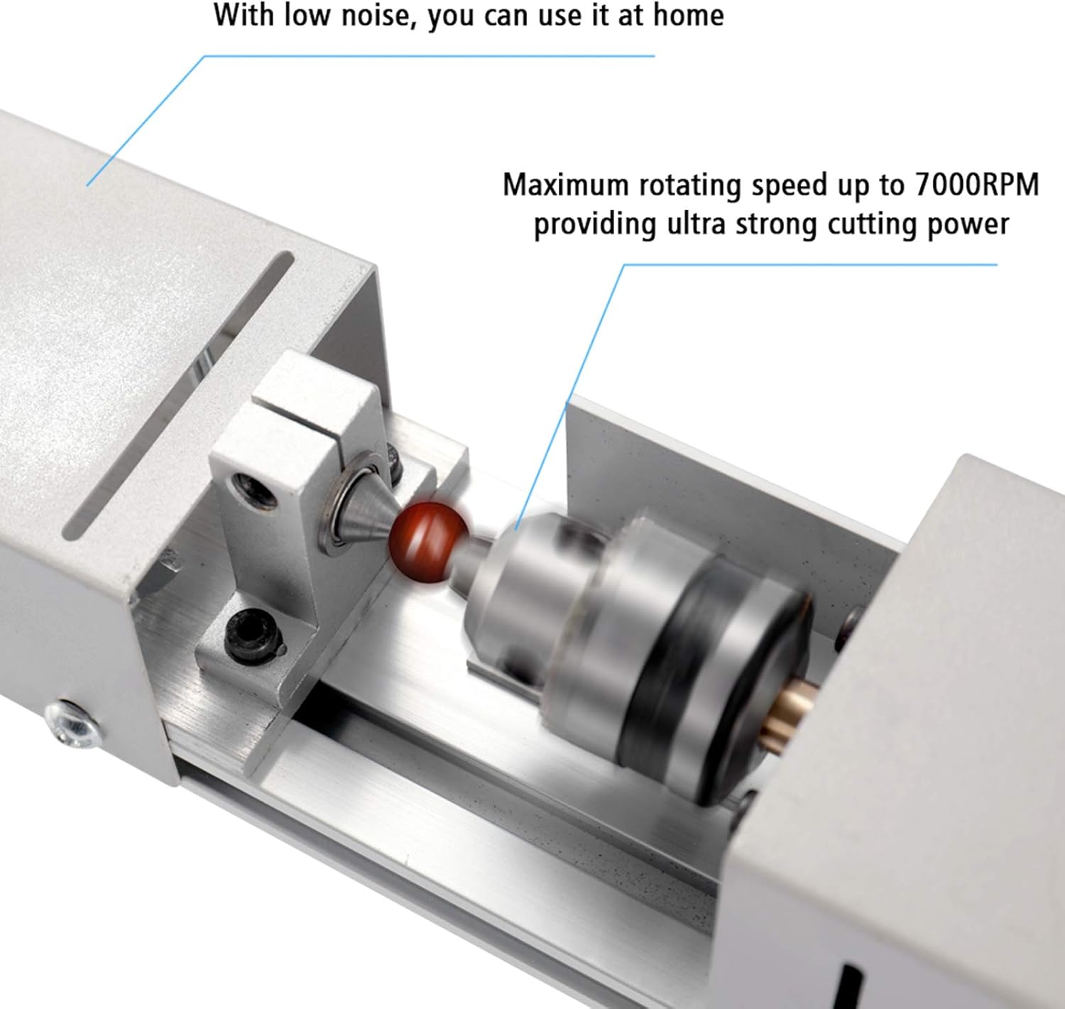 Mini Lathe Tool 12V-24VDC 96W Mini Lathe Beads Polisher Power Wood Turning Lathe Benchtop Wood Lathe with 6 Chisels,DIY CNC hining for Woodworking
