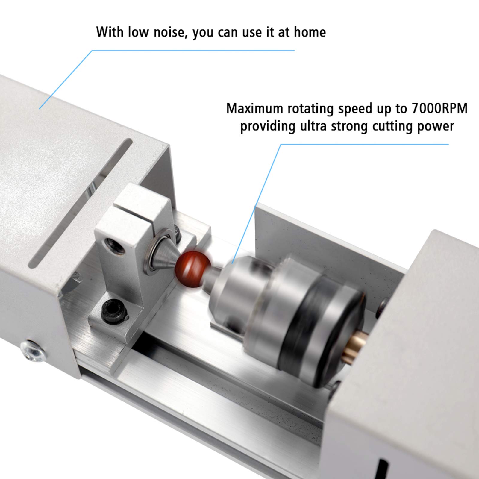 ZPYXBH Mini Draaibank Machine 100 W Mini DIY Hout Draaibank Slijpen Polijsten Kralen Boor Rotary Tool Tafel Houtbewerking Malen Draaibank Accessoires Kralen Polisher Machine Draaibank Standaard Set