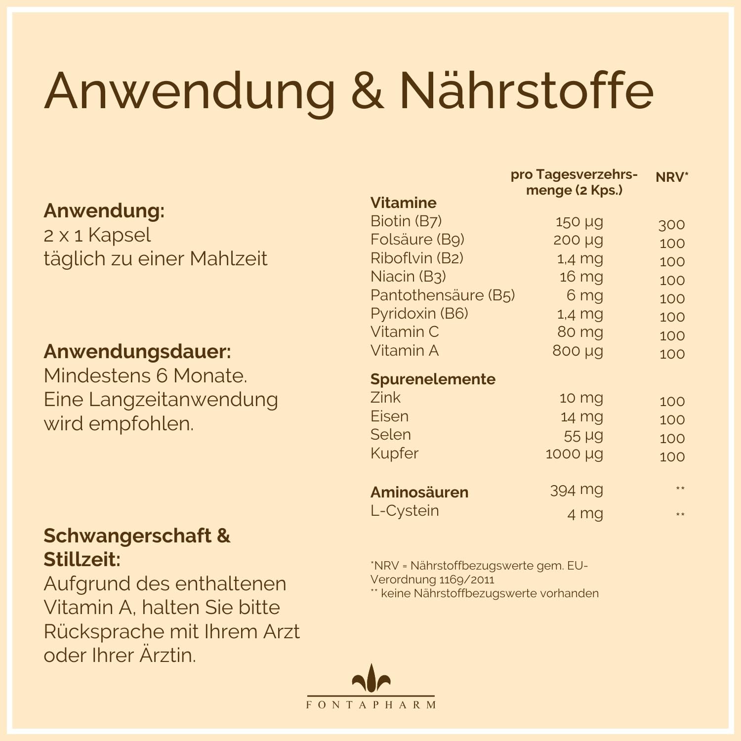 Kapseln für Haare, Haut & Nägel mit Biotin, Selen, Zink & Collagen - Vitamine A, C & B-Komplex - Hochdosierter Nährstoffkomplex mit 14 Wirkstoffen - 60 Stück.