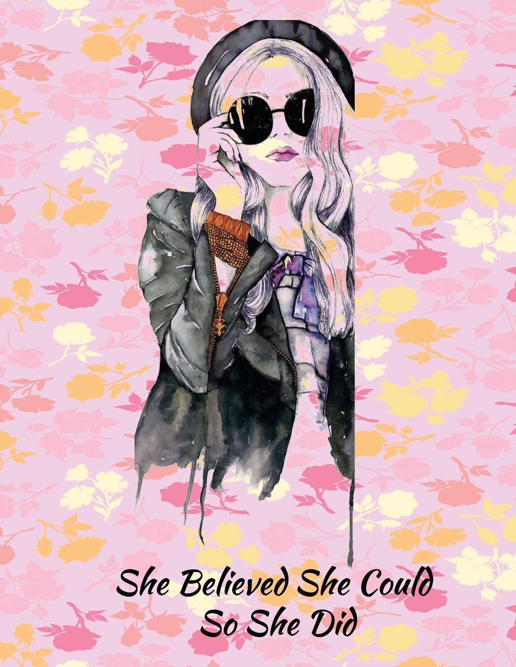 She believed She Could So She Did: Notebook (unlined illustrated Transparent Backgrounds + Wide Lined Ruled Composition Notebook) (8.5 x 11 Large Print) Gift for Women and Girls