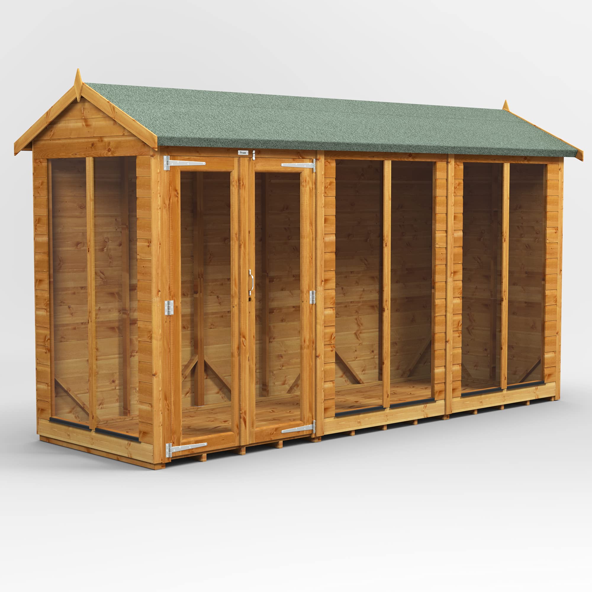 Powersheds High Grade Premium Apex Summer House Wooden Shed with Security Features, PVC Window Sills, Door & Window Flexibility, made from Extra Thick Timber — view 7