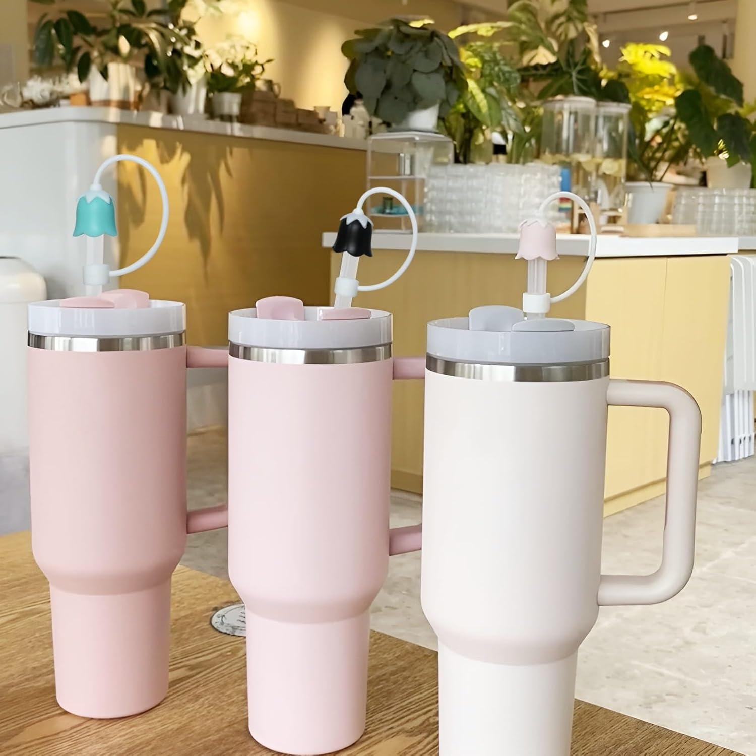 3D Big Bow Straw Toppers, Flower Straw Covers, Soft Silicone 0.4in/10mm Straws Accessories, Compatible with Stanley Cup 30&40 Oz, Dust-Proof Leak-Proof Protectors (Set C- Mixed Flower) - Image 4