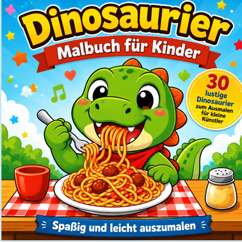 Dinosaurier – Malbuch für Kinder: 30 lustige Dinosaurier zum Ausmalen für kleine Künstler