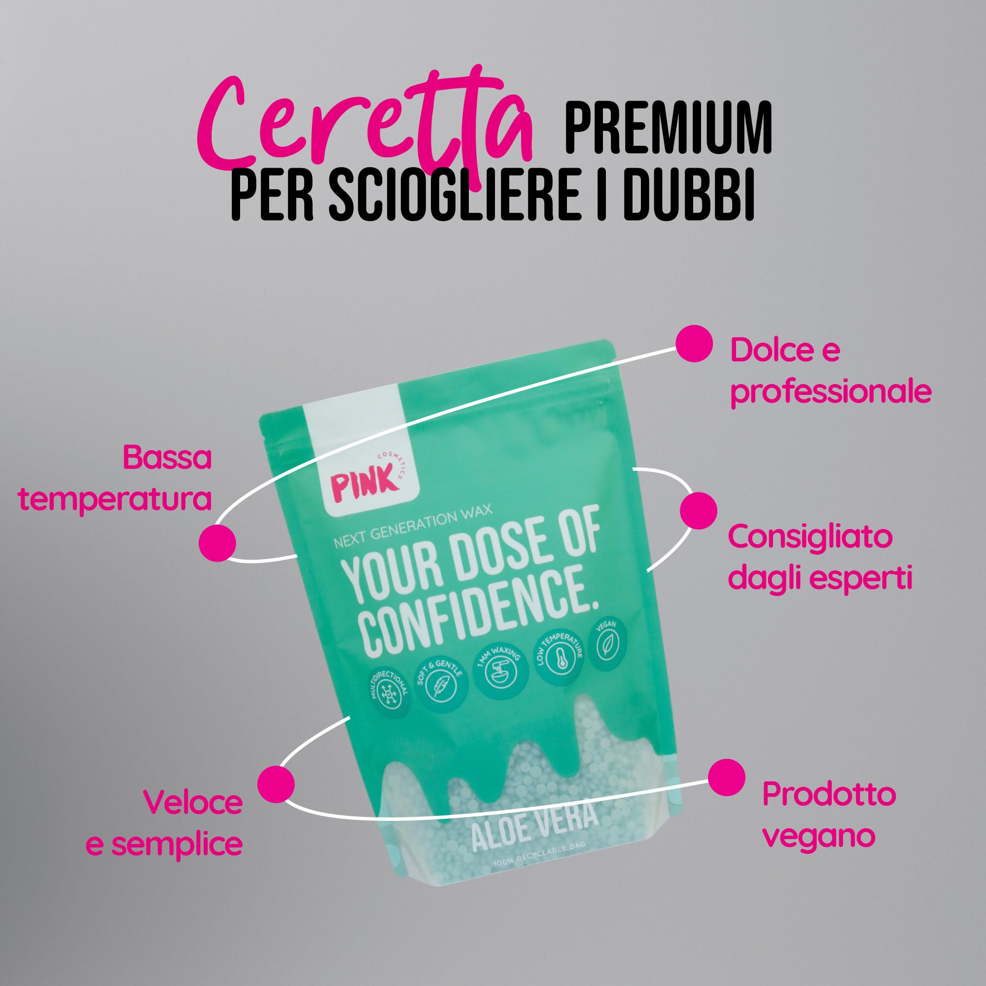 ALOE VERA Next Generation Wax - Cera Depilatoria 800 g - Cera a bassa temperatura - Cera depilatoria senza strisce - Perle di Cera Dura Professionali