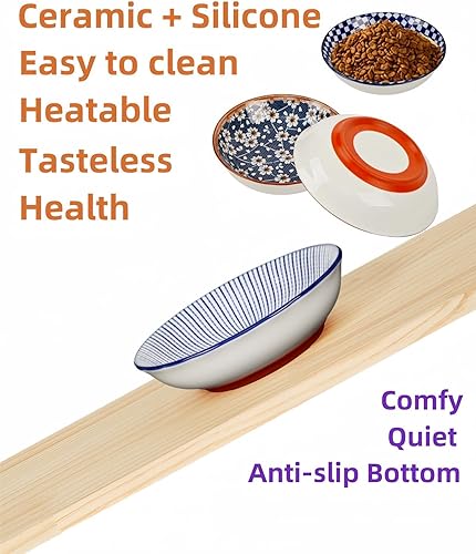 Miniatura 2 de Paquete de 3 cuencos de cerámica para gatos con base antideslizante, plato poco profundo de 5.5 pulgadas, apto para bigotes y aptos para