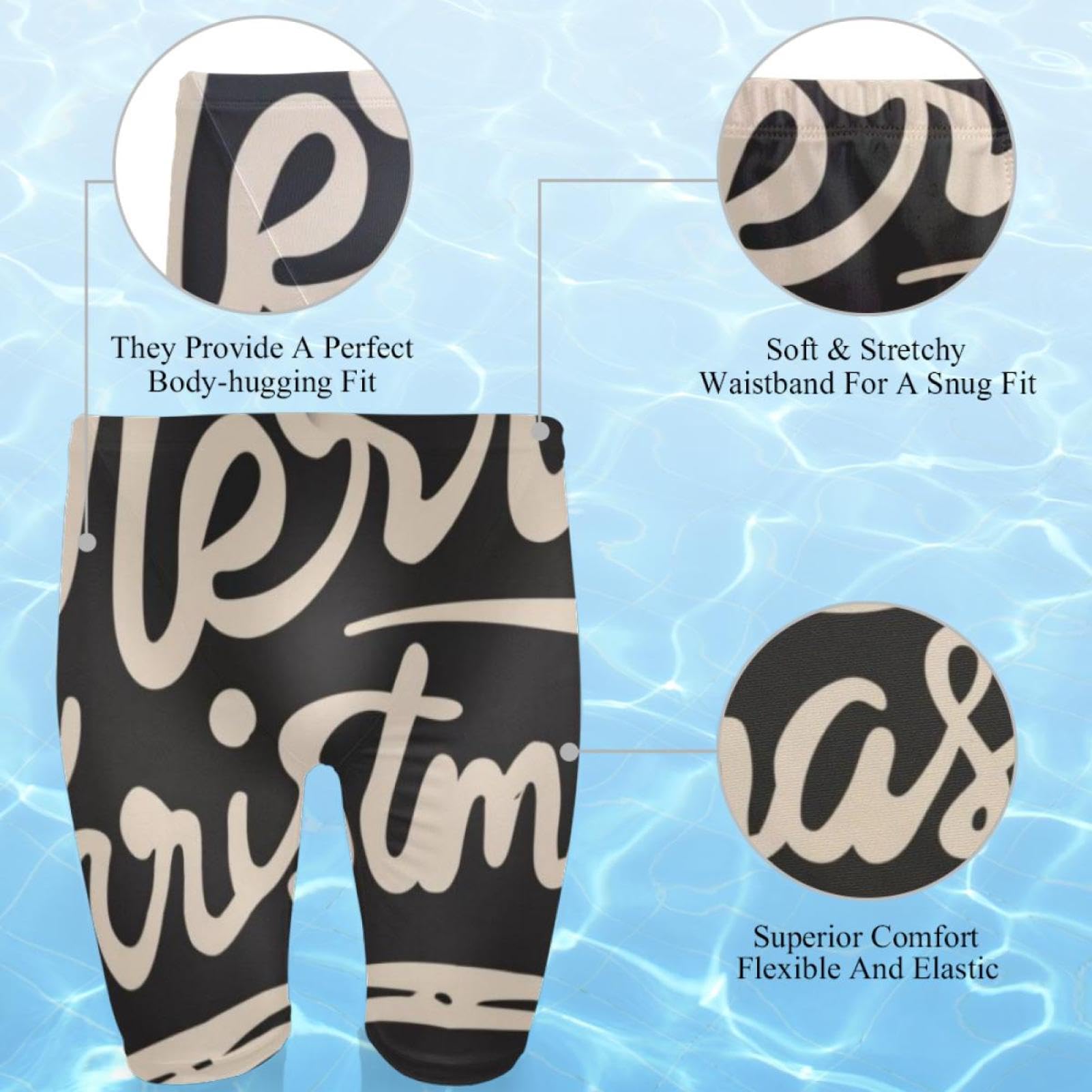 Happy Christmas Swimsuit for Men & Boys,Competition Lap Swim Suit, Square Leg Endurance Training Multicoloured