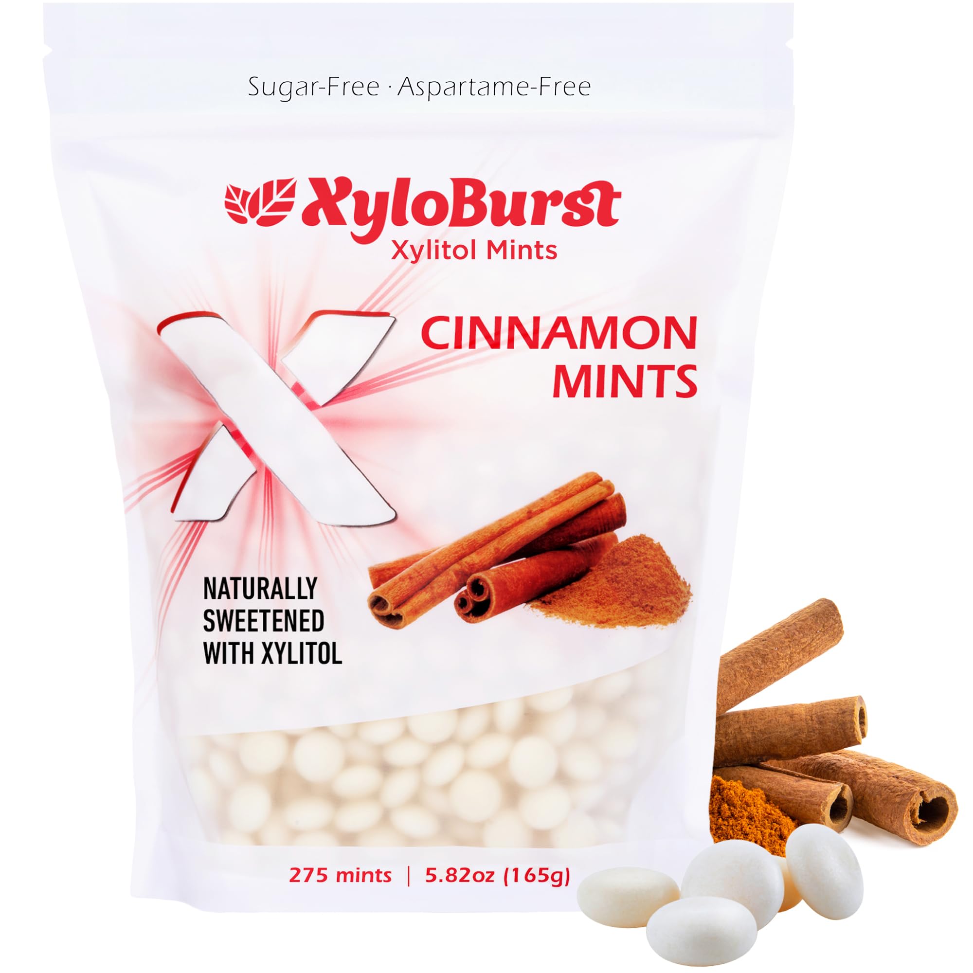 Xylitol Mints | Sugar Free Breath Mint for Oral Health | Gluten Free, Vegan, Keto Friendly | Aspartame Free Mints | Cinnamon | 275 Count
