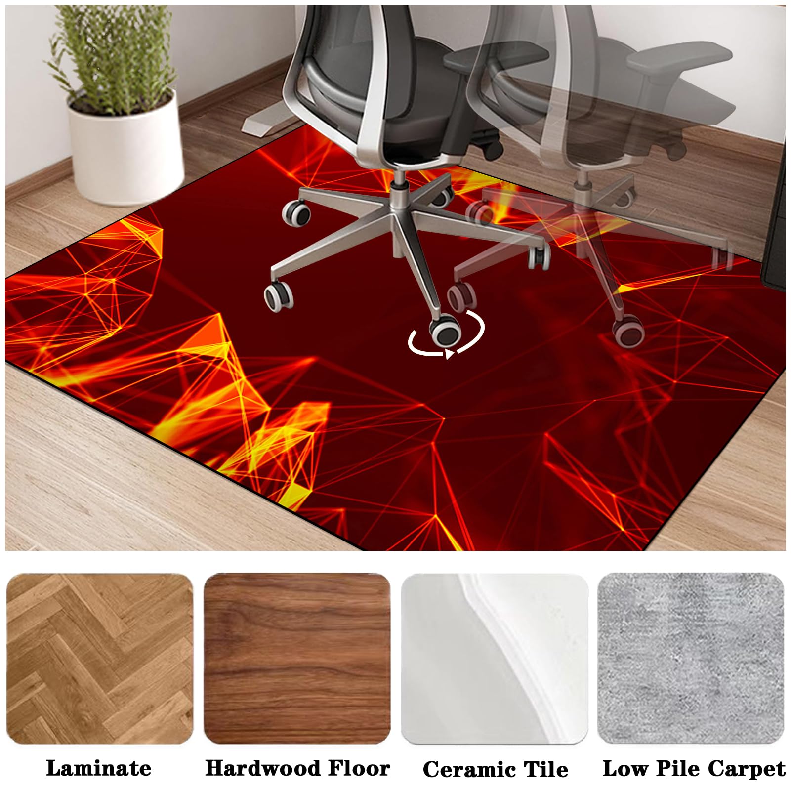 Tappeto Salvapavimento Antiscivolo Tappeto per Sedia Ufficio Tappeto Gaming Pavimento Tappeto per Sedia con Ruote Tappetino per Sedia da Scrivania Tappetino Protettivo per Pavimenti Duri 80 x 120 cm