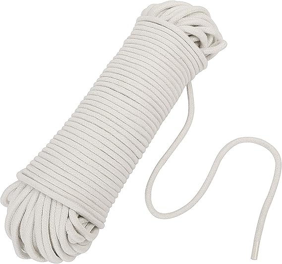 KEILEOHO 328 FT 1/4 Inch Natural Cotton Rope, White Craft Clothesline