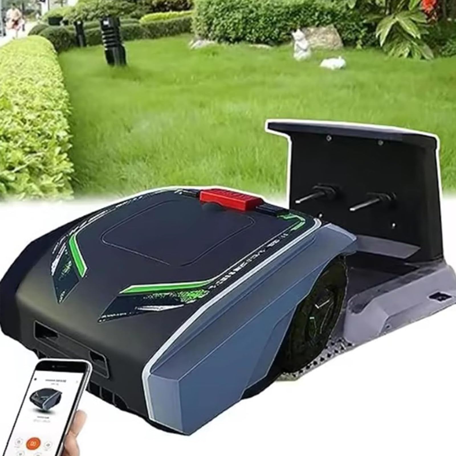 Robot Cortacésped para áreas hasta 1500m²,Corte Cruzado,Corte Inteligente,Corte Más Rápido,Rendimiento En Pendientes,App,Sensor De Lluvia,Carga Automática,Corte Preciso,Protección Robo