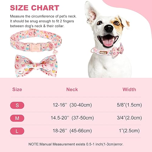Miniatura 6 de Tunkoo - Collar de perro rosa con moño lindo tipo pastel - Collar para mascotas duradero, ajustable y elegante. Disponible en talla pequeña,