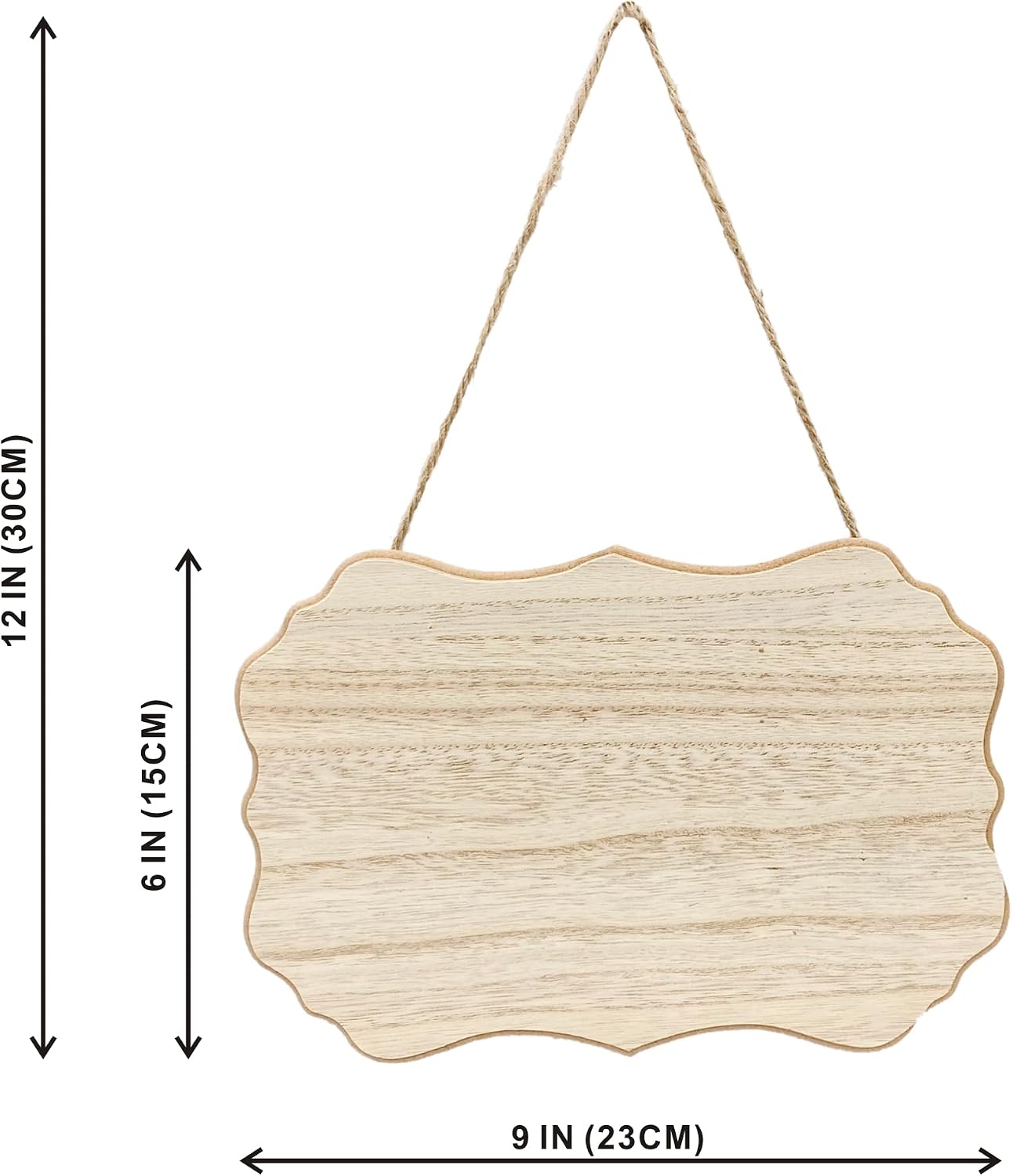 8 Pack Unfinished Wood Signs with Jute Hanging Unpainted Wooden Plaques for Homemade Crafts 4 Styles Assorted (6 x 9 in)