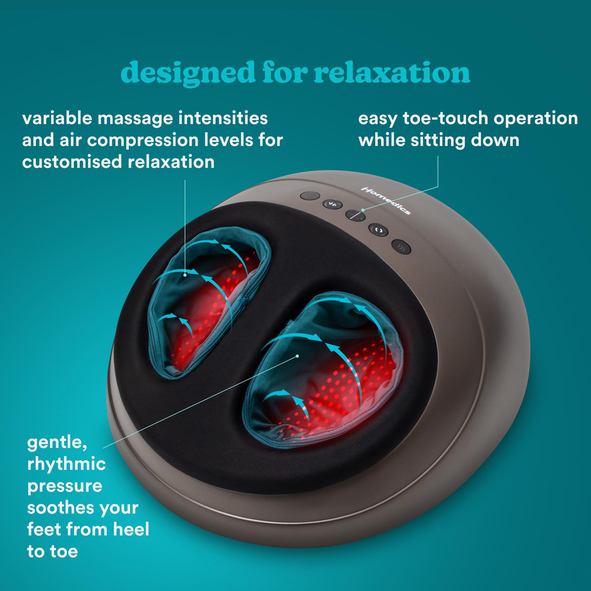 HoMedics Shiatsu Air Pro masażer do stóp – elektryczny masażer do stóp z kompresją powietrza, opcjonalnym ciepłem i głębokim masażem Shiatsu, prezent dla kobiet i osób starszych