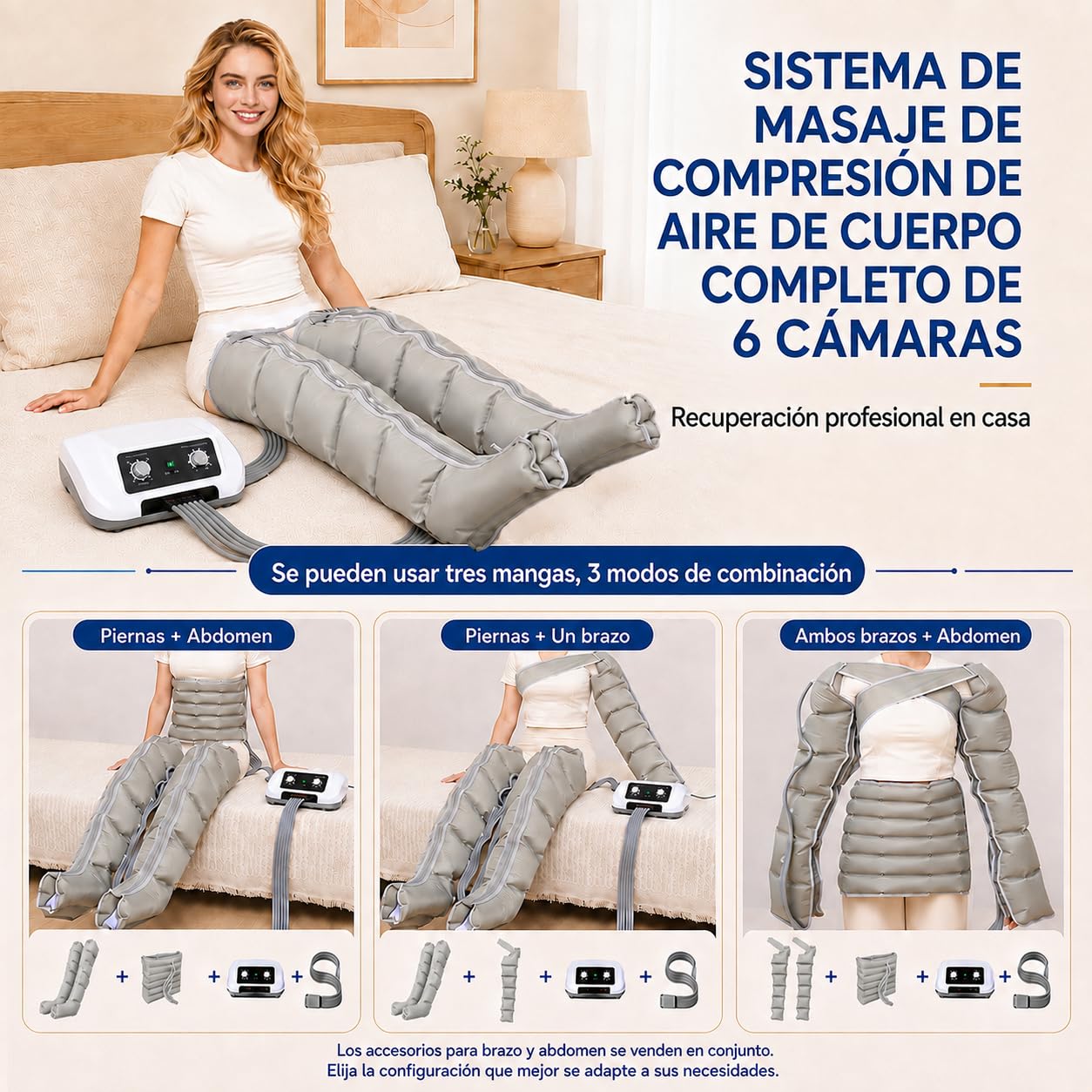 SULQING Botas Presoterapia Piernas Completas para Casa con 6 Camaras,L