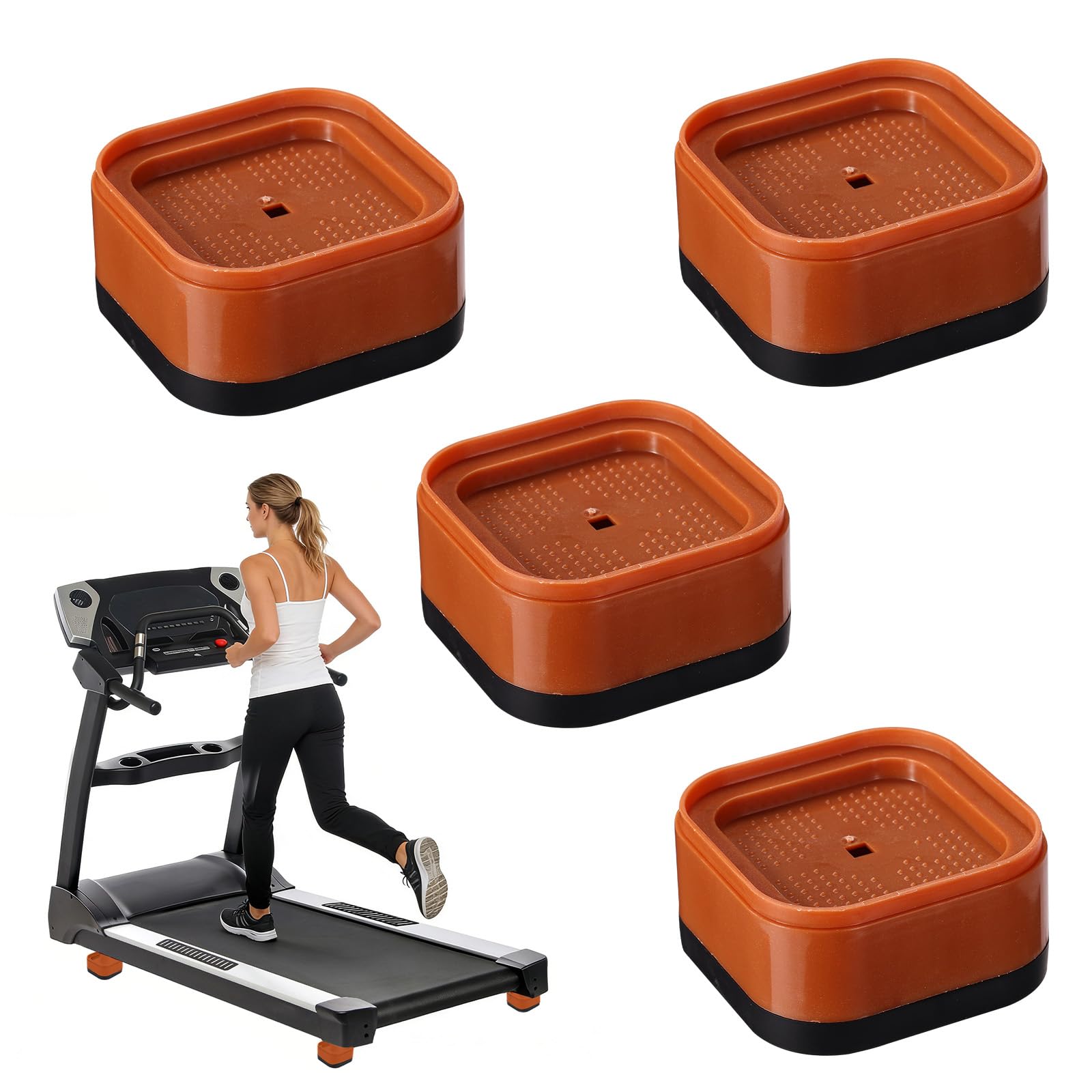 Penitue 4pcs Treadmill Incline Riser Blocks, Stackable Height Adjustable Incline Blocks Non-Slip Upgrade Ramp for Home Gym Leveling & Uphill Workout Treadmill Accessories(Brown)