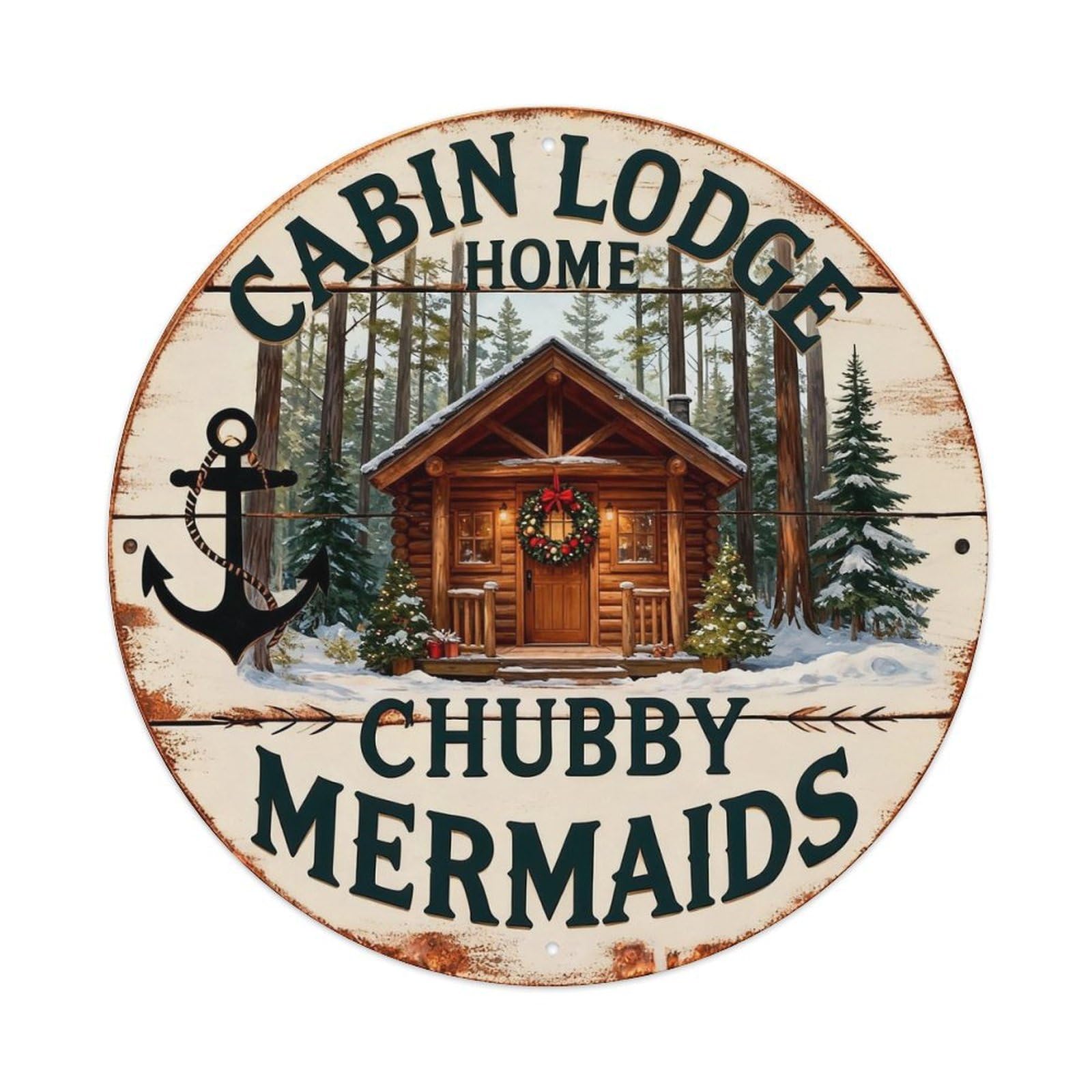 Wood Cabin Lodge Sign Metal Tin Sign Plaque