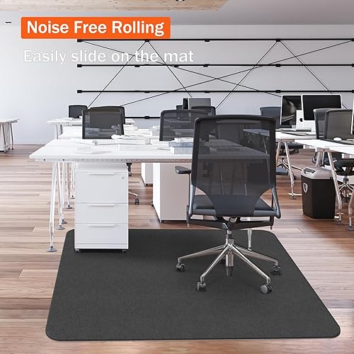 Miniatura 7 de Tapete para silla de oficina para suelos duros, antideslizante, resistente para debajo del escritorio, para suelos de madera, 51 x 63 pulgadas,
