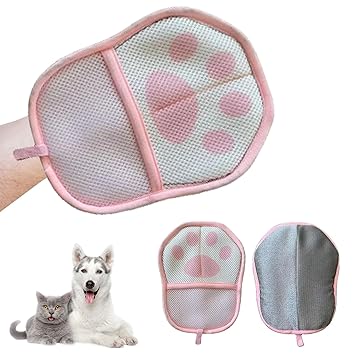 1 Pcs Pet Hair Remover Glove, Electrostatic Dog Cat Hair Removal Gloves, Pet Hair Removal Gloves for Couch, Carpet, Furniture, Clothes, Reusable Pet Grooming Gloves (Pink)