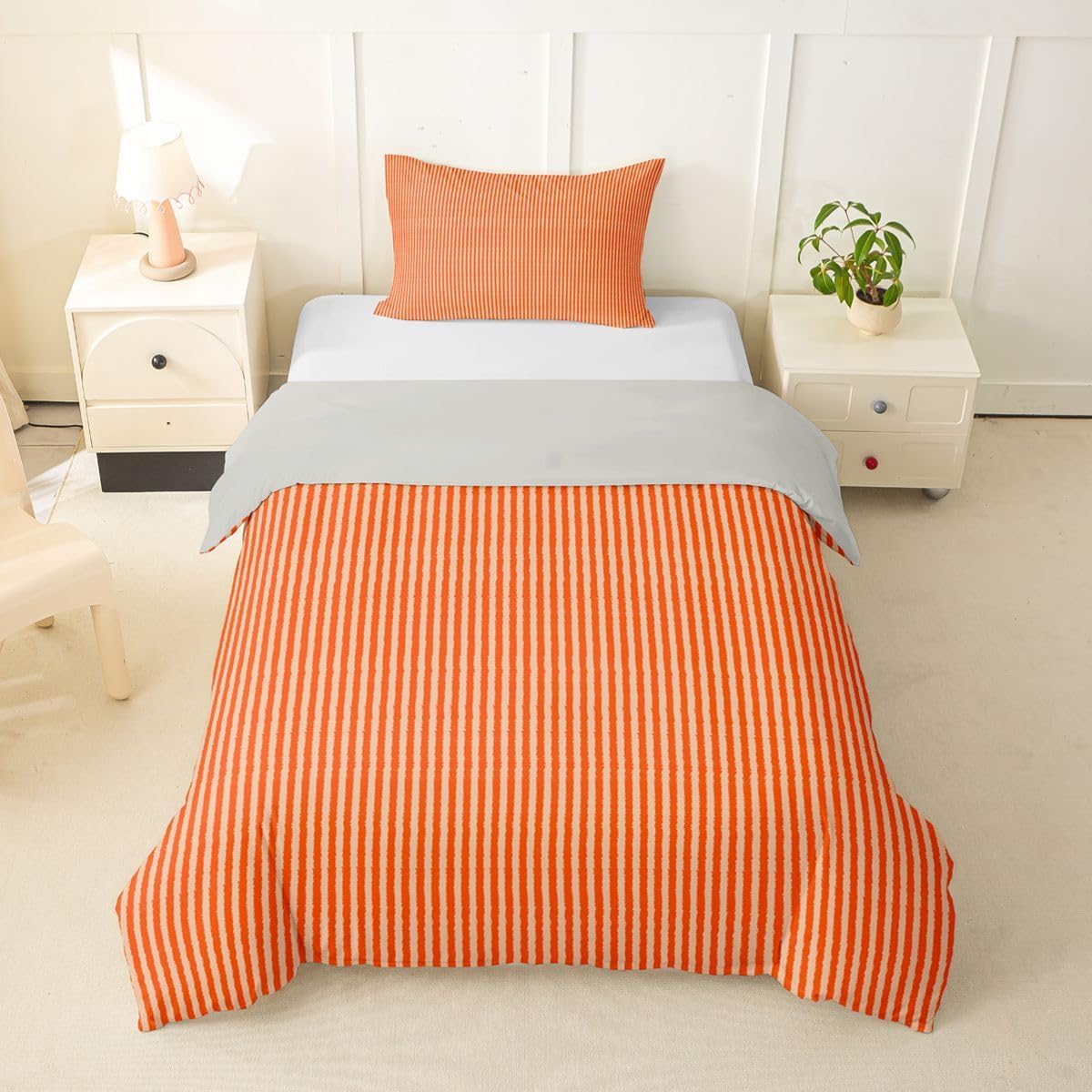 Feelyou Orange Beige Duvet Cover Toddler Size
